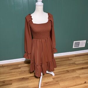 SHEIN Rust Long Sleeve Dress